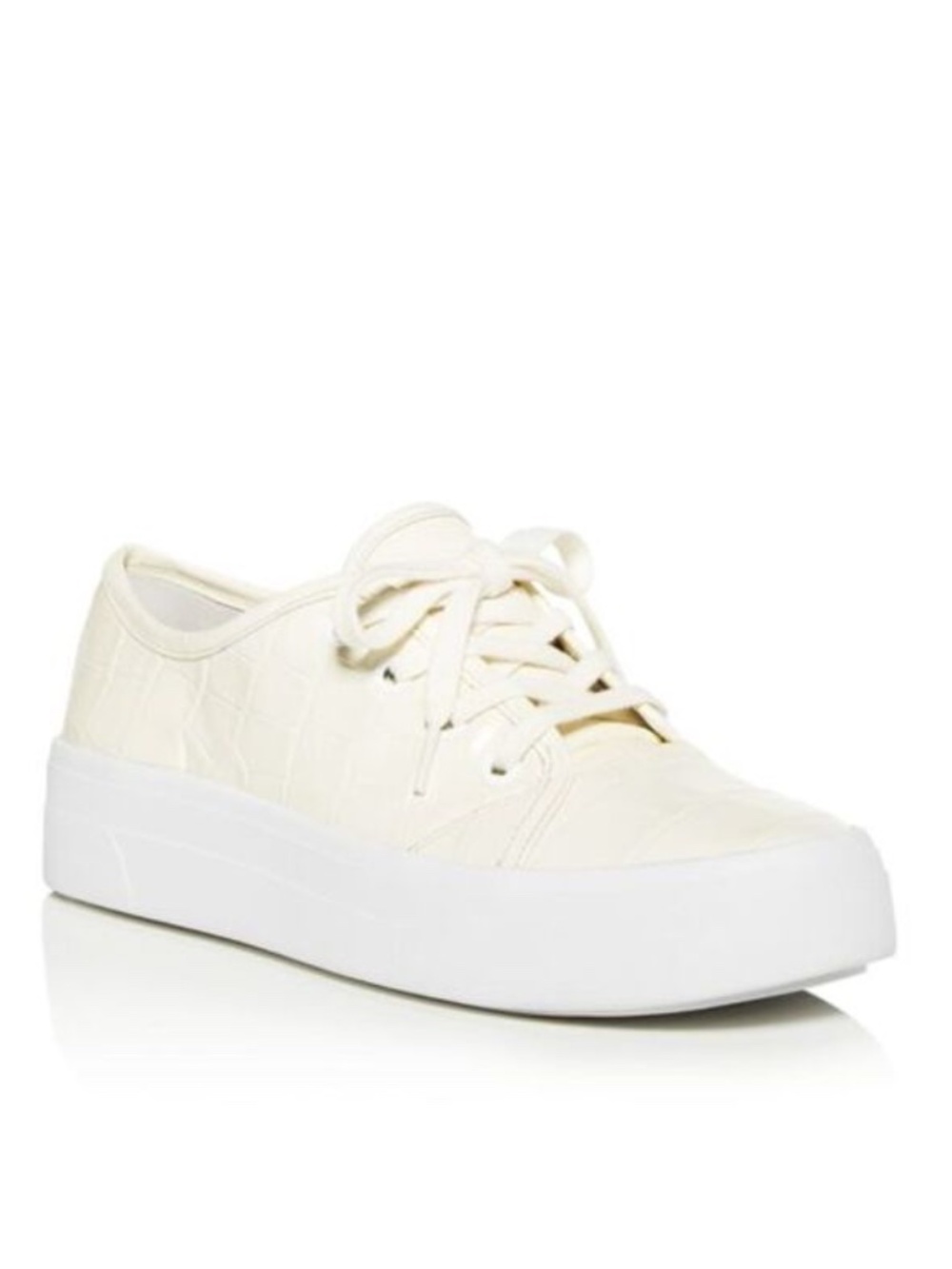 VIA SPIGA Womens Milk Ivory Croc Viola Platform Leather Athletic Sneakers